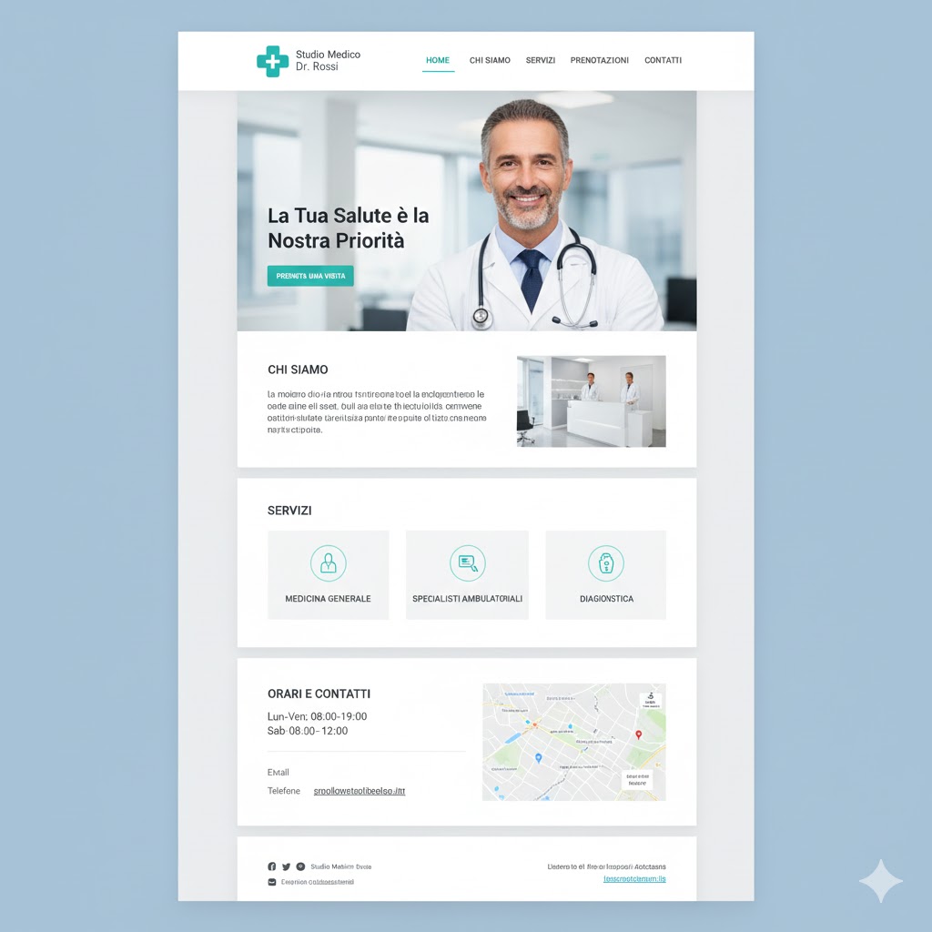 Pagina informativa di uno studio medico con sezioni ordinate